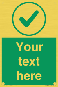 Custom green background, green tick in circle sign